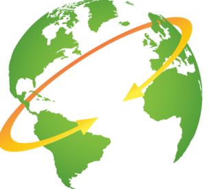 Yellow arrows moving around a green globe